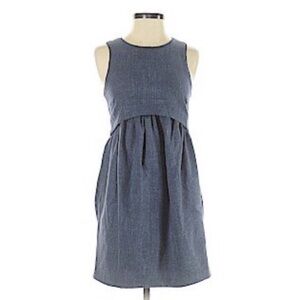 ADAM LIPPES Wool Silk Linen Overlay Chambray Dress